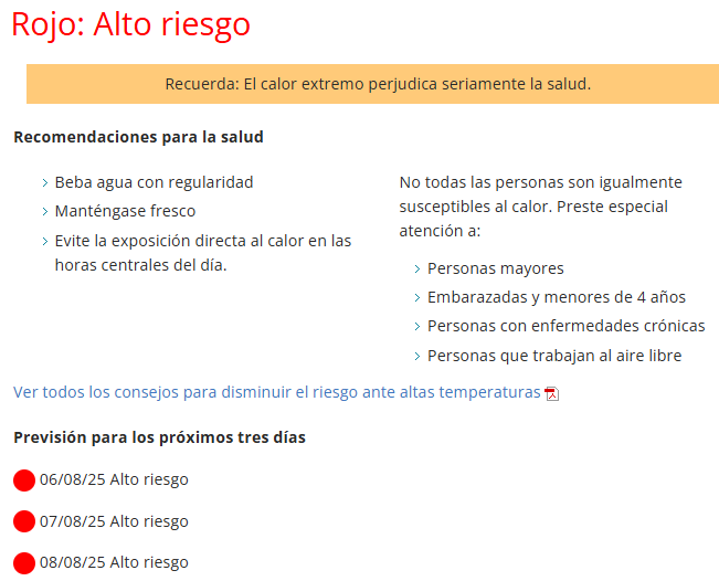 Imagen Meseta de Burgos 06/08/25  Nivel de alerta  Rojo: Alto riesgo