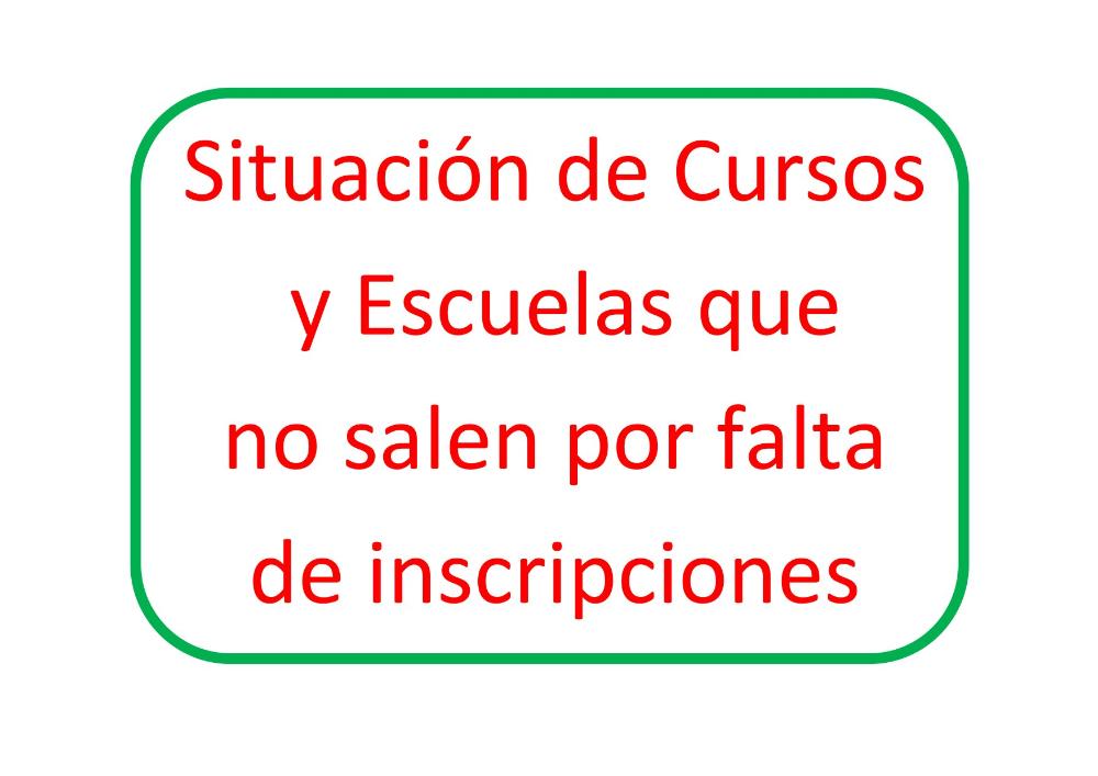 Imagen Informe de cursos y escuelas que no salen por falta de inscripciones