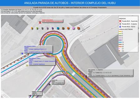 Imagen Modificación temporal de las líneas de autobús por obras en el HUBU